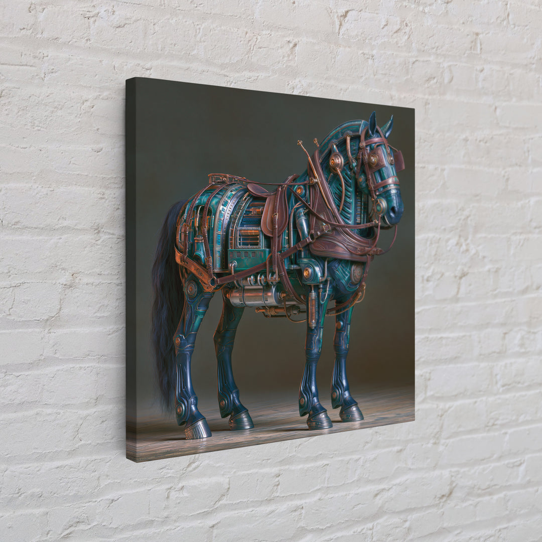 Steam Powered Horse Framed Canvas Print, Steampunk Art, Neutral Decor, Living Room Decor, Fine Art, Mechanic, Home Decor, STE-1x1-63
