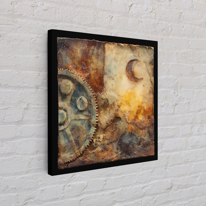 Gear Filled Pocket Watch Framed Canvas Print, Steampunk Art, Fine Art Print, Living Room Decor, Fine Art, Mechanic, Wall Decor, STE-1x1-80
