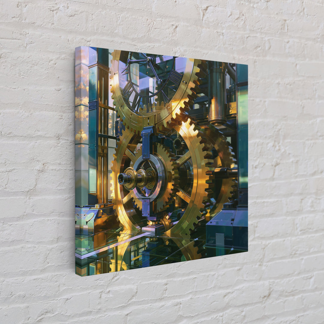Clock Tower Gears Canvas Print, Steampunk Art, Minimalist Decor, Living Room Decor, Fine Art, Mechanic, Abstract Art, STE-1x1-85
