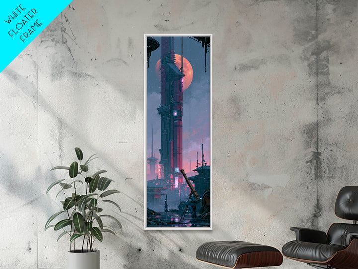 Brass Telescope Aimed at Copper Moon Canvas Print, Steampunk Art, Wall Art, Living Room Decor, Oil Painting, Mechanic, STE-1x3-12