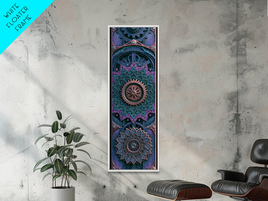 Cogwheel Mandala in Bronze and Teal Canvas Print, Steampunk Art, Halloween Decor, Living Room Decor, Fine Art, Mechanic, STE-1x3-28
