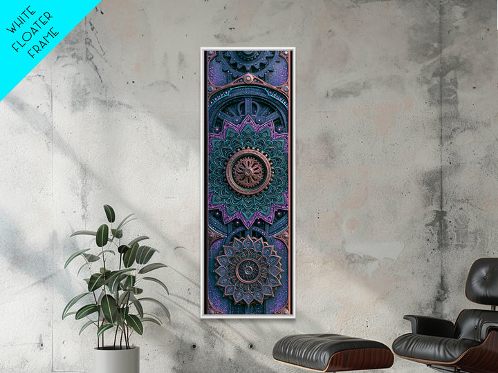 Cogwheel Mandala in Bronze and Teal Canvas Print, Steampunk Art, Halloween Decor, Living Room Decor, Fine Art, Mechanic, STE-1x3-28