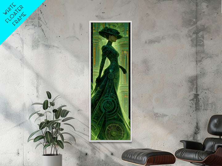 Victorian Lady with Clockwork Dress Details Framed Canvas Print, Steampunk Art, Textured Painting, Living Room Decor, Mechanic, STE-1x3-29