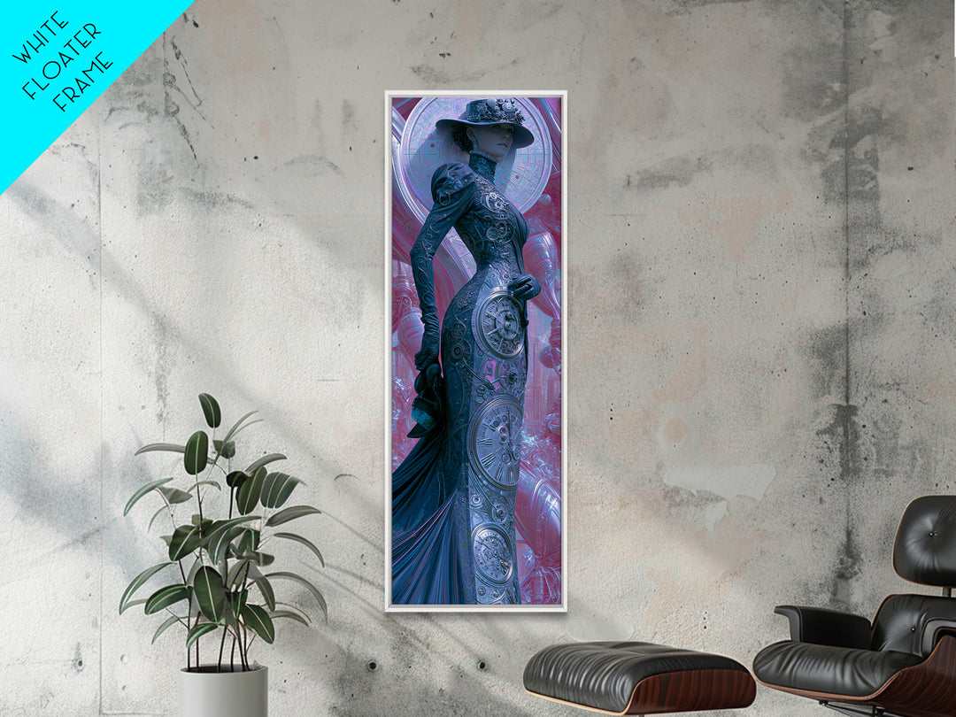 Victorian Lady with Clockwork Dress Details Canvas Print, Steampunk Art, Fine Art Print, Living Room Decor, Fine Art, Mechanic, STE-1x3-5