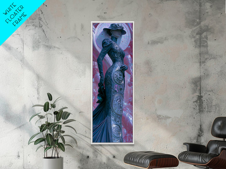 Victorian Lady with Clockwork Dress Details Canvas Print, Steampunk Art, Fine Art Print, Living Room Decor, Fine Art, Mechanic, STE-1x3-5