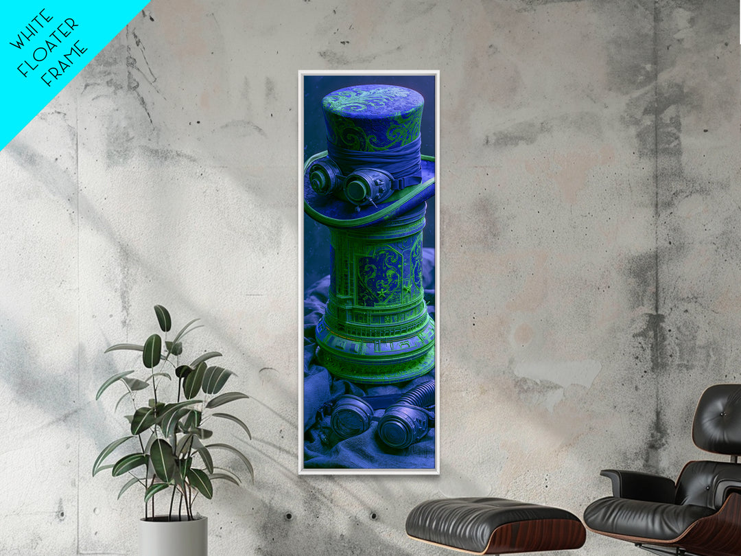 Top Hat and Goggles Still Life Framed Canvas Print, Steampunk Art, Wall Art Print, Living Room Decor, Fine Art, Mechanic, STE-1x3-64