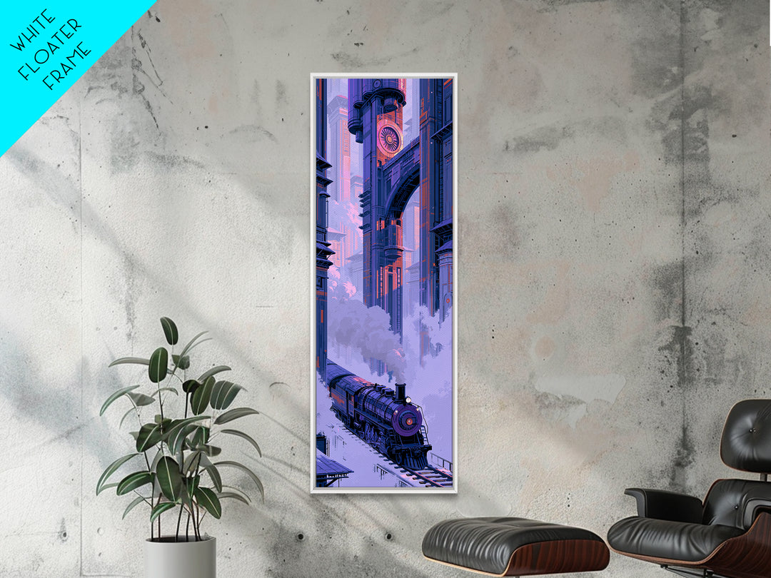 Steam Locomotive Racing Through Fog Canvas Print, Steampunk Art, Wall Art, Living Room Decor, Oil Painting, Mechanic, STE-1x3-90