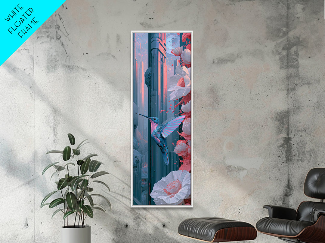 Mechanical Hummingbird Hovering Near Flower Canvas Print, Steampunk Art, Digital Art, Living Room Decor, Fine Art, Mechanic, STE-1x3-93