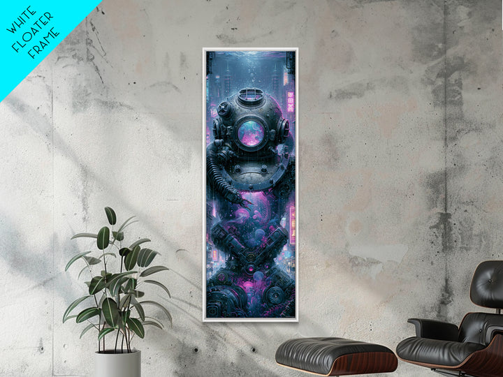 Brass Diving Helmet Framed Canvas Print, Steampunk Art, Steampunk Lamp, Living Room Decor, Abstract Art, Mechanic, STE-1x3-96