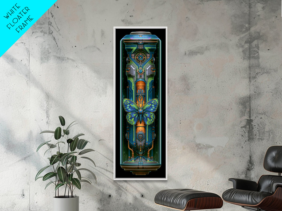Mechanical Butterfly Specimen Canvas Print, Steampunk Art, Textured Painting, Living Room Decor, Mechanic, Original Art, STE-1x3-98