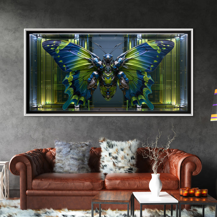 Mechanical Butterfly Specimen Framed Canvas Print, Steampunk Art, Contemporary Art, Living Room Decor, Fine Art, Mechanic, STE-2x1-10
