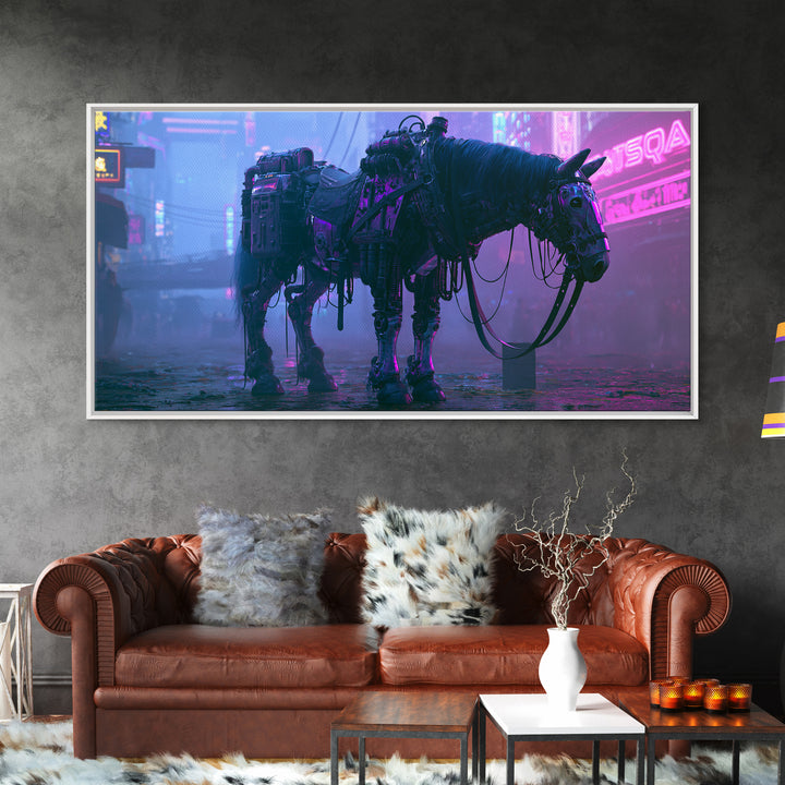 Steam Powered Horse Framed Canvas Print, Steampunk Art, Wall Art Living Room, Living Room Decor, Mechanic, Modern Decor, STE-2x1-11
