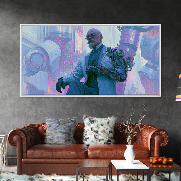 Victorian Inventor Portrait Framed Canvas Print, Steampunk Art, Boho Decor, Living Room Decor, Fine Art, Mechanic, Art Print, STE-2x1-27