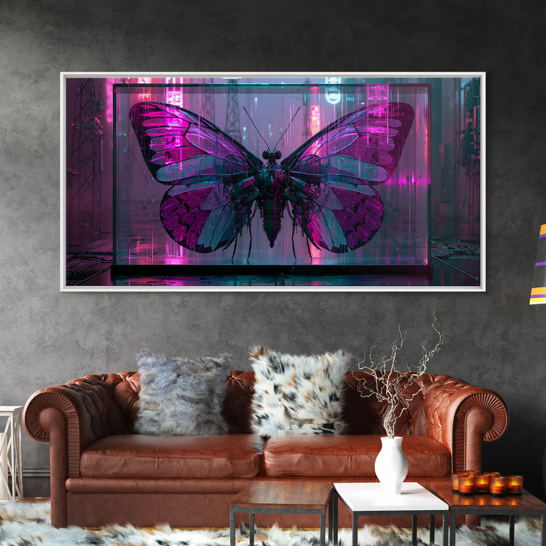 Mechanical Butterfly Specimen Framed Canvas Print, Steampunk Art, Contemporary Art, Living Room Decor, Fine Art, Mechanic, STE-2x1-34