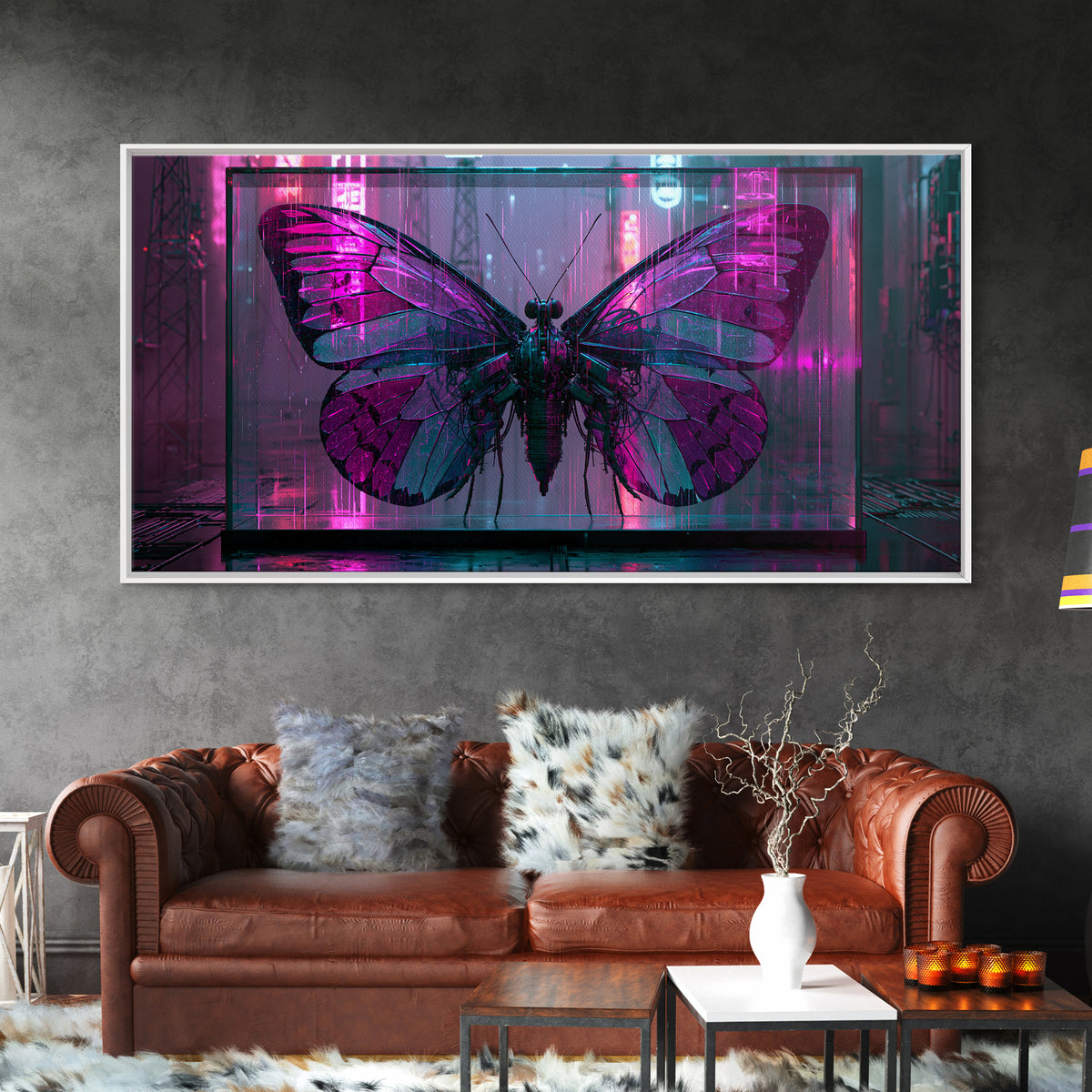 Mechanical Butterfly Specimen Framed Canvas Print, Steampunk Art, Contemporary Art, Living Room Decor, Fine Art, Mechanic, STE-2x1-34