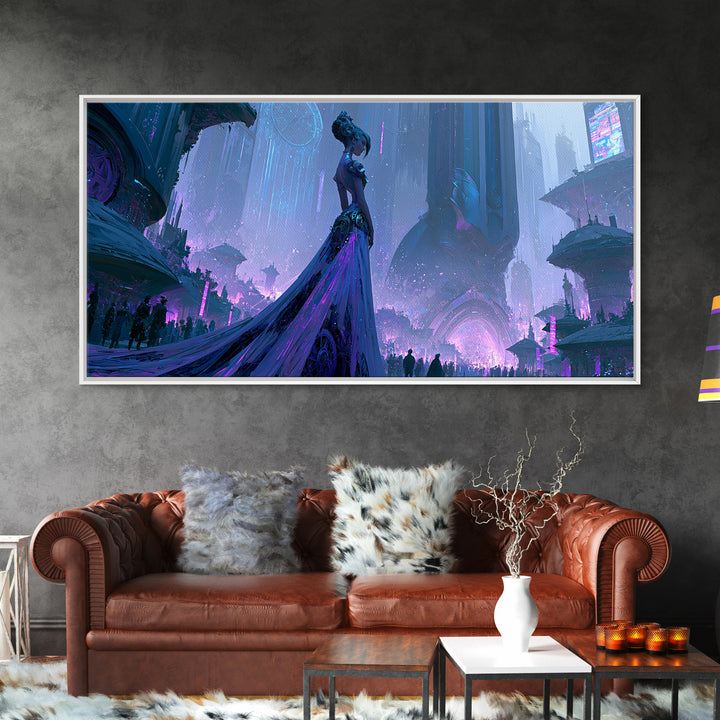 Victorian Lady with Clockwork Dress Details Canvas Print, Steampunk Art, Abstract Art, Living Room Decor, Fine Art, Mechanic, STE-2x1-61