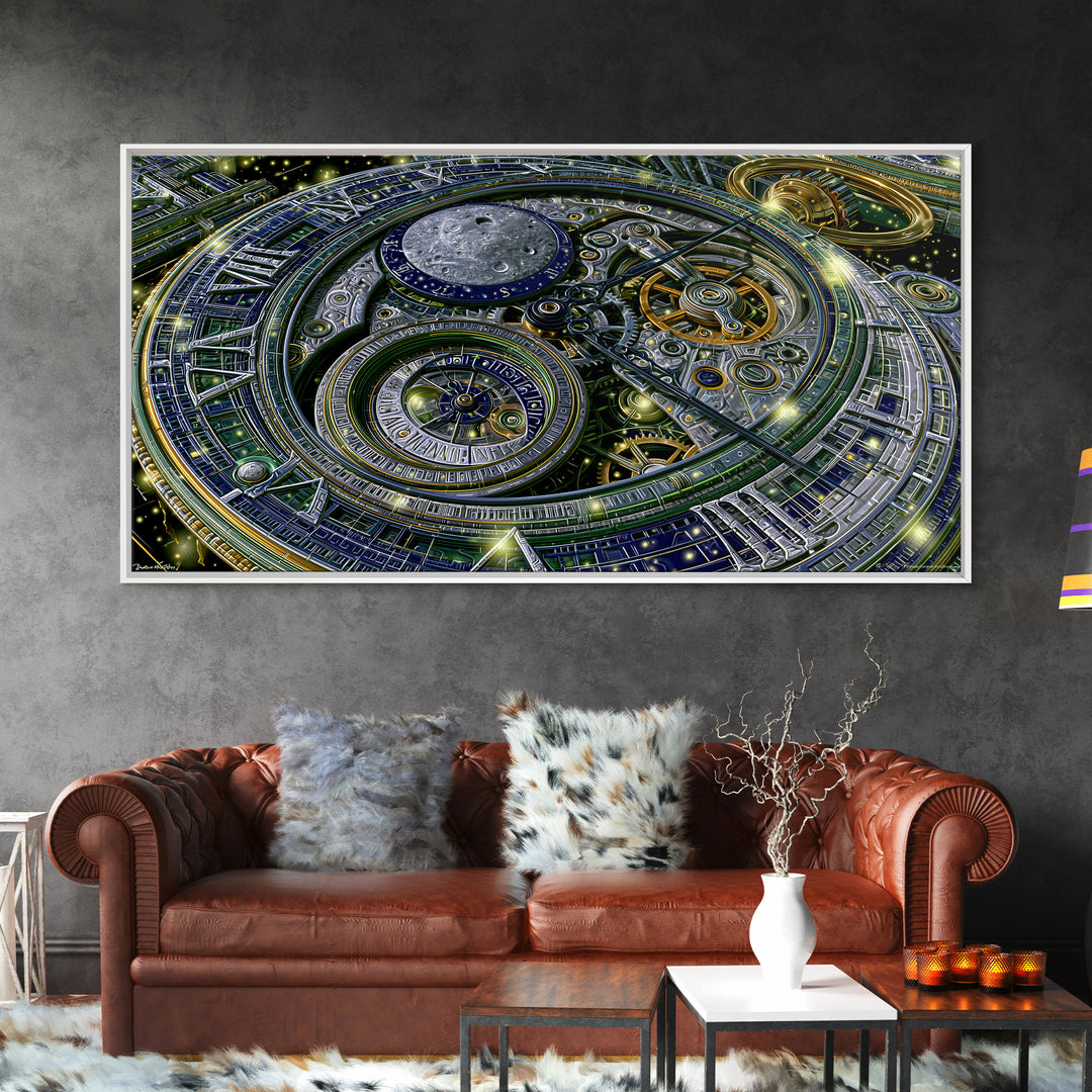 Gear Filled Pocket Watch Canvas Print, Steampunk Art, Boho Wall Art, Living Room Decor, Fine Art, Mechanic, Dark Art, STE-2x1-76