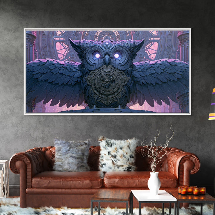 Brass Clockwork Owl Canvas Print, Steampunk Art, Wall Art Print, Living Room Decor, Fine Art, Mechanic, Gallery Decor, STE-2x1-93