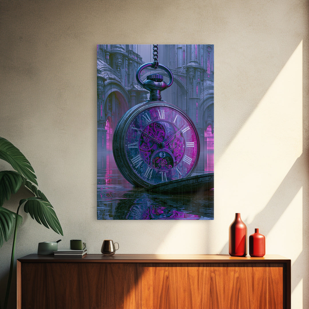 Gear Filled Pocket Watch Canvas Print, Steampunk Art, Gallery Decor, Living Room Decor, Fine Art, Mechanic, Wall Art, STE-2x3-16