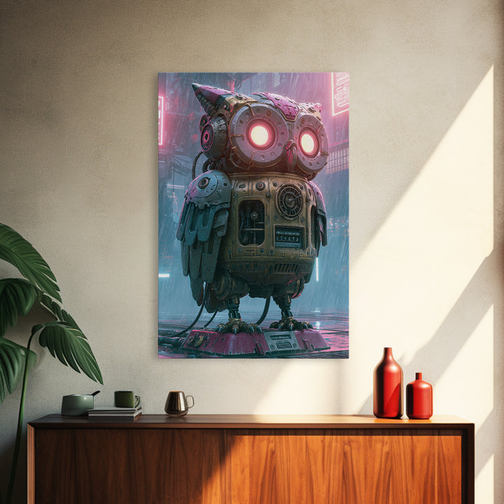 Brass Clockwork Owl Canvas Print, Steampunk Art, Cat Art, Living Room Decor, Oil Painting, Mechanic, Fine Art Print, STE-2x3-57