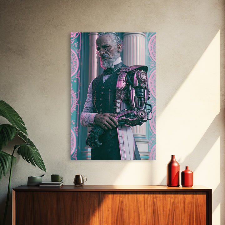 Victorian Inventor Portrait Framed Canvas Print, Steampunk Art, Steampunk Decor, Living Room Decor, Fine Art, Mechanic, STE-2x3-87