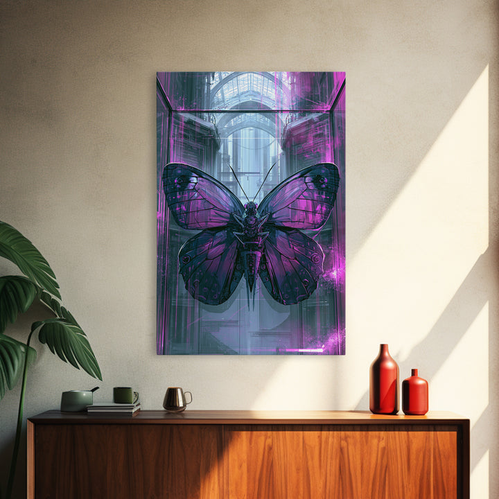 Mechanical Butterfly Specimen Framed Canvas Print, Steampunk Art, Digital Print, Living Room Decor, Fine Art, Mechanic, STE-2x3-94