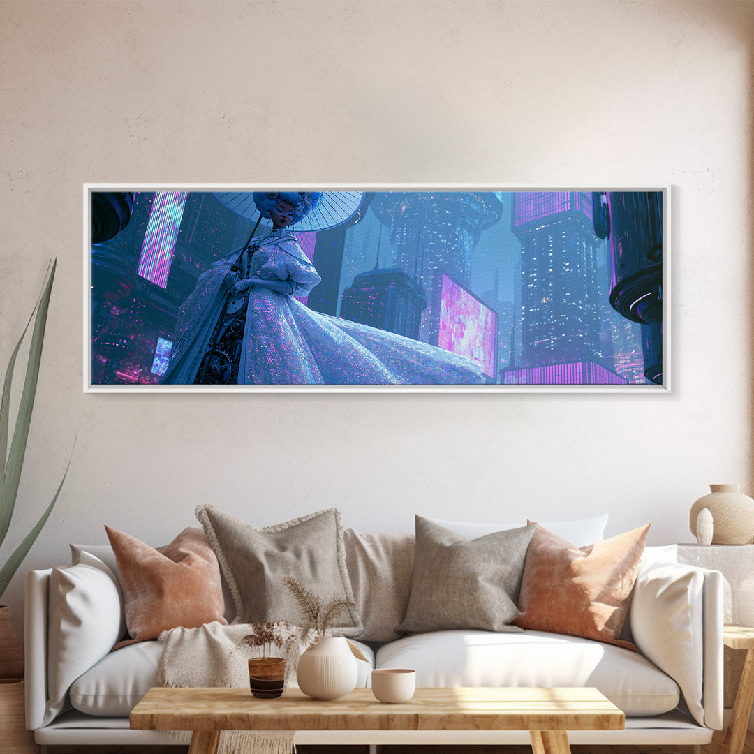 Victorian Lady with Clockwork Dress Details Canvas Print, Steampunk Art, Modern Art, Living Room Decor, Fine Art, Mechanic, STE-3x1-33