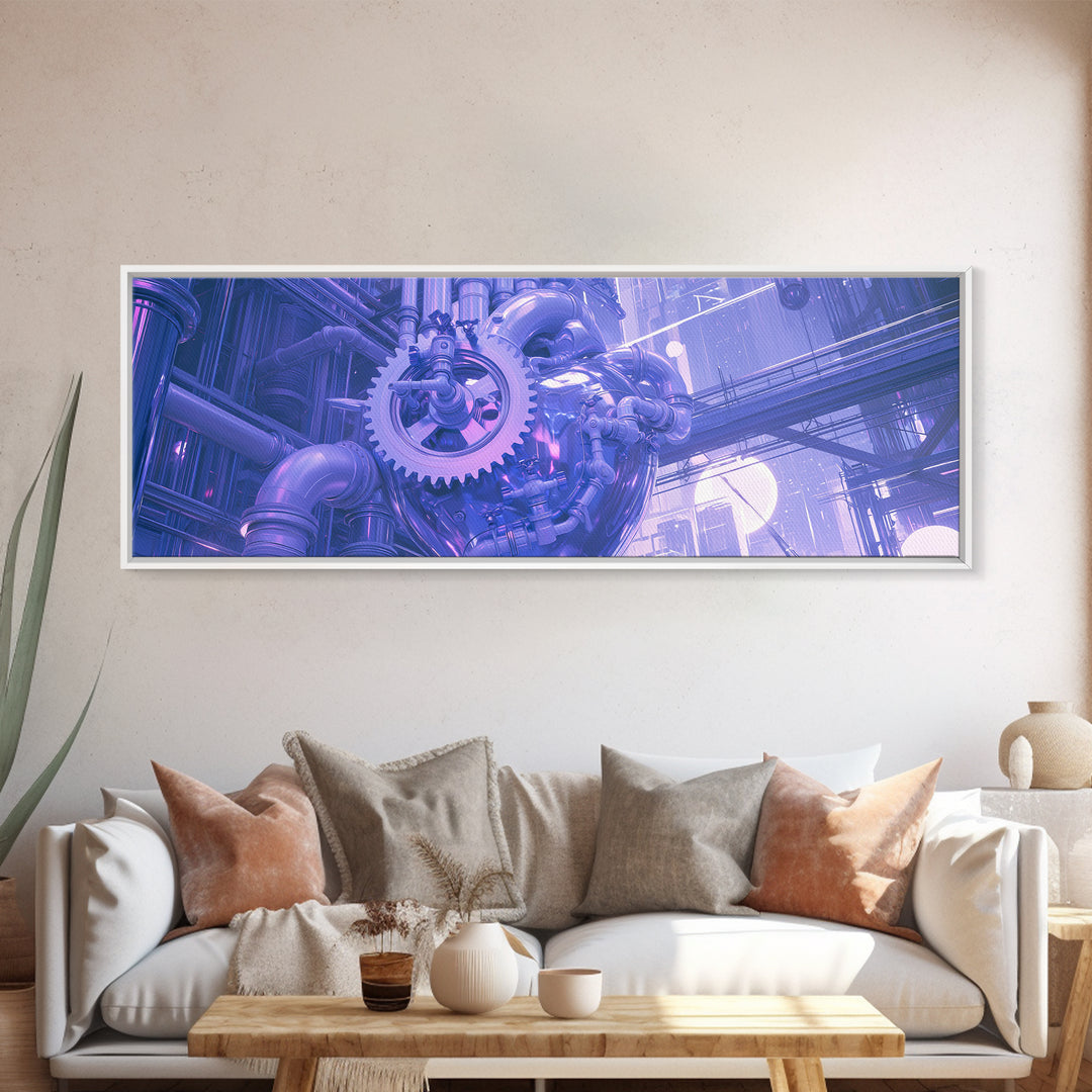 Gear Heart with Pipes and Valves Canvas Print, Steampunk Art, Gallery Decor, Living Room Decor, Fine Art, Mechanic, Wall Art, STE-3x1-36
