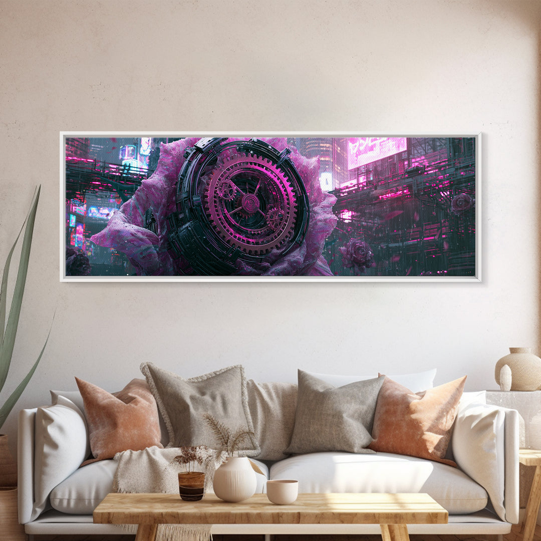 Mechanical Rose Made of Copper Gears Canvas Print, Steampunk Art, Digital Art, Living Room Decor, Fine Art, Mechanic, STE-3x1-91