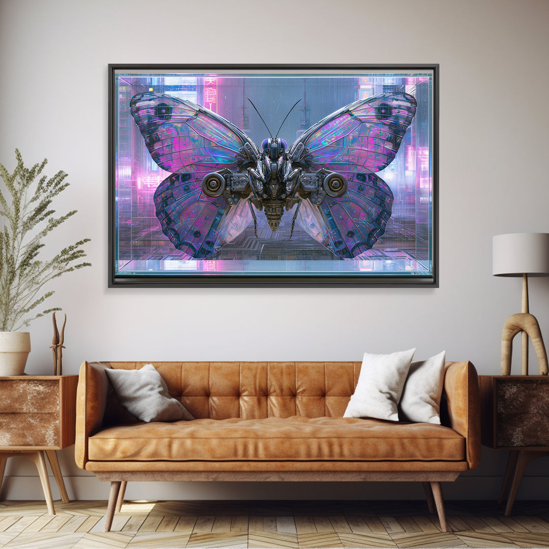 Mechanical Butterfly Specimen Framed Canvas Print, Steampunk Art, Digital Print, Living Room Decor, Fine Art, Mechanic, STE-3x2-18