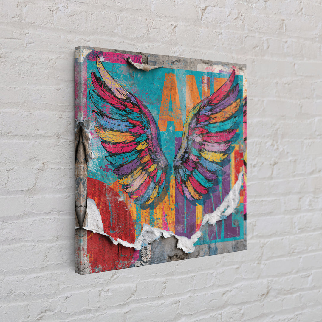 Graffiti Angel Wings Framed Canvas Print, Street Art, Room Decor, Living Room Decor, Fine Art, Urban, Original Painting, STR-1x1-29