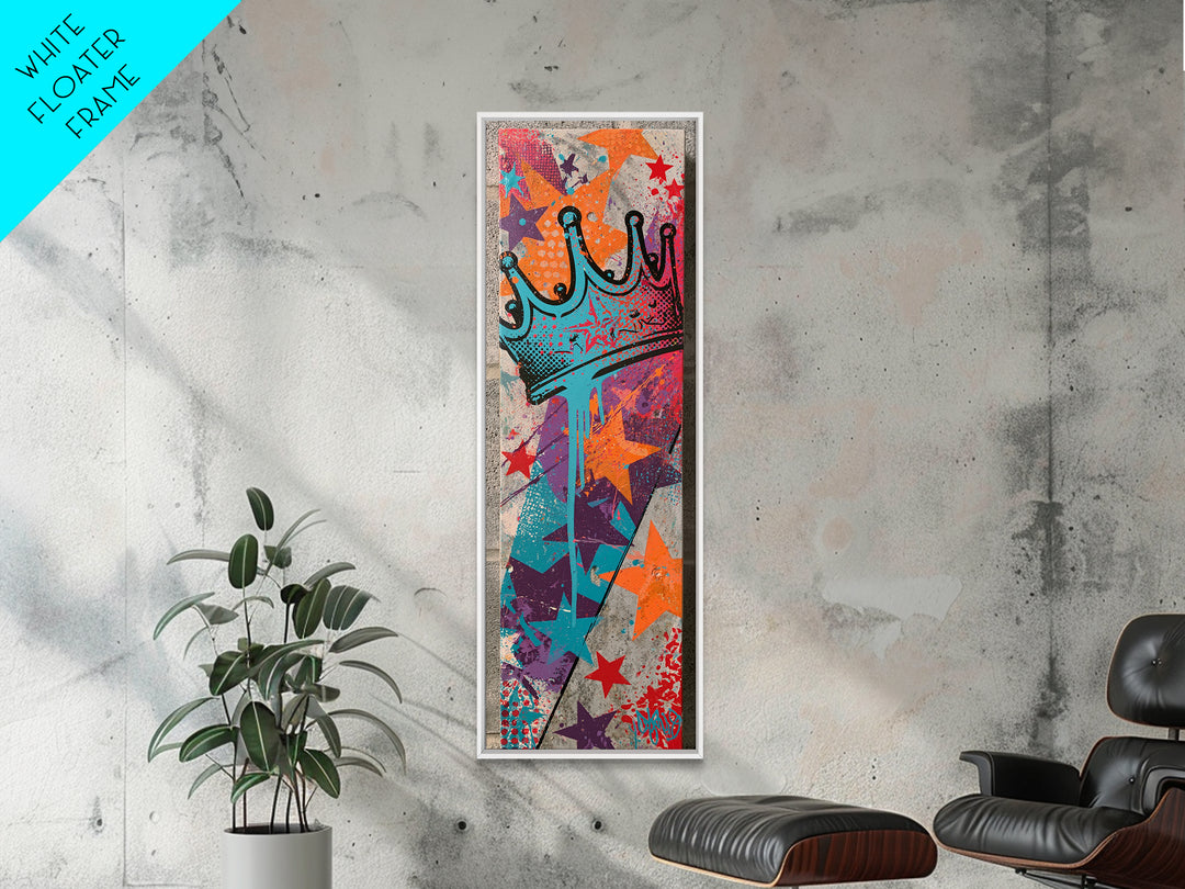 Drippy Crown and Stars Composition Canvas Print, Street Art, Painting, Living Room Decor, Fine Art, Urban, Abstract Painting, STR-1x3-32