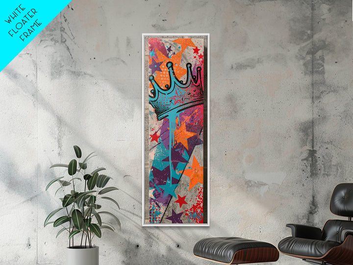 Drippy Crown and Stars Composition Canvas Print, Street Art, Painting, Living Room Decor, Fine Art, Urban, Abstract Painting, STR-1x3-32