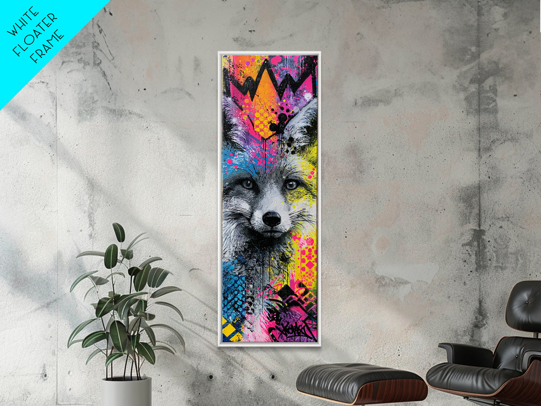 Urban Fox Wearing a Crown of Spray Canvas Print, Street Art, Gallery Decor, Living Room Decor, Fine Art, Urban, Wall Art, STR-1x3-38
