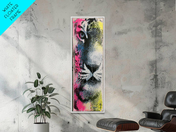 Spray Painted Tiger Face Canvas Print, Street Art, Canvas, Living Room Decor, Fine Art, Urban, Colorful Wall Art, Bar Art, STR-1x3-44