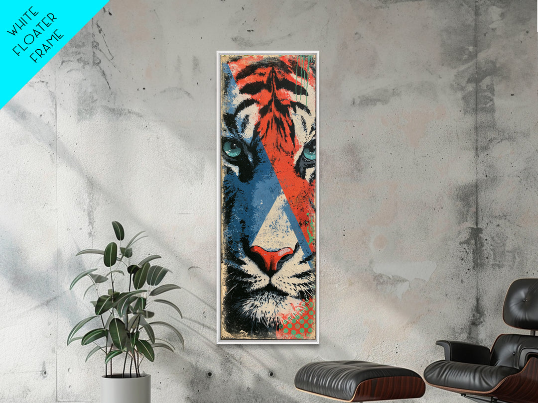 Spray Painted Tiger Face Canvas Print, Street Art, Modern Art, Living Room Decor, Oil Painting, Urban, Neutral Decor, STR-1x3-68