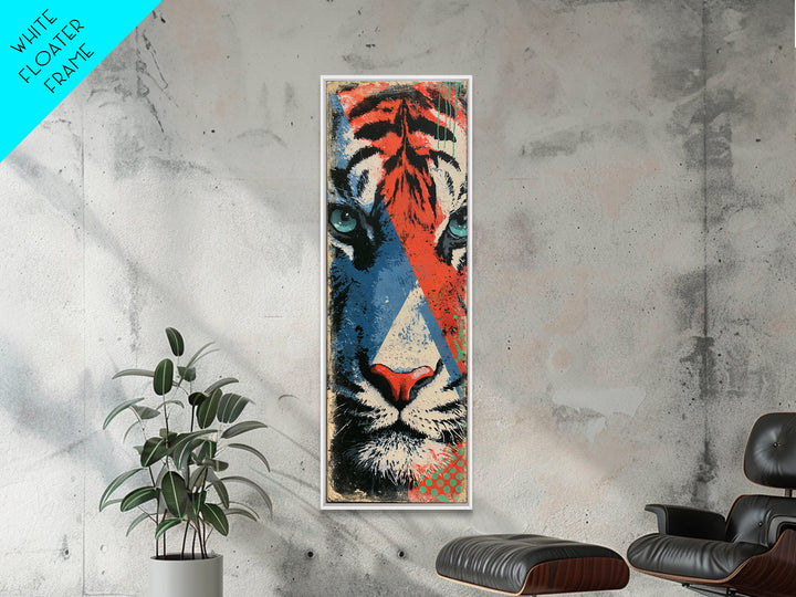 Spray Painted Tiger Face Canvas Print, Street Art, Modern Art, Living Room Decor, Oil Painting, Urban, Neutral Decor, STR-1x3-68