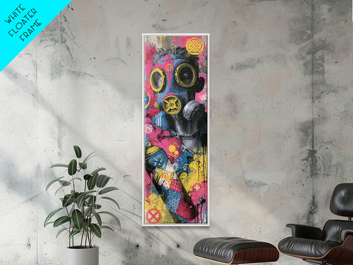 Masked Figure Surrounded by Aerosol Clouds Canvas Print, Street Art, Colorful Wall Art, Living Room Decor, Fine Art, Urban, STR-1x3-72