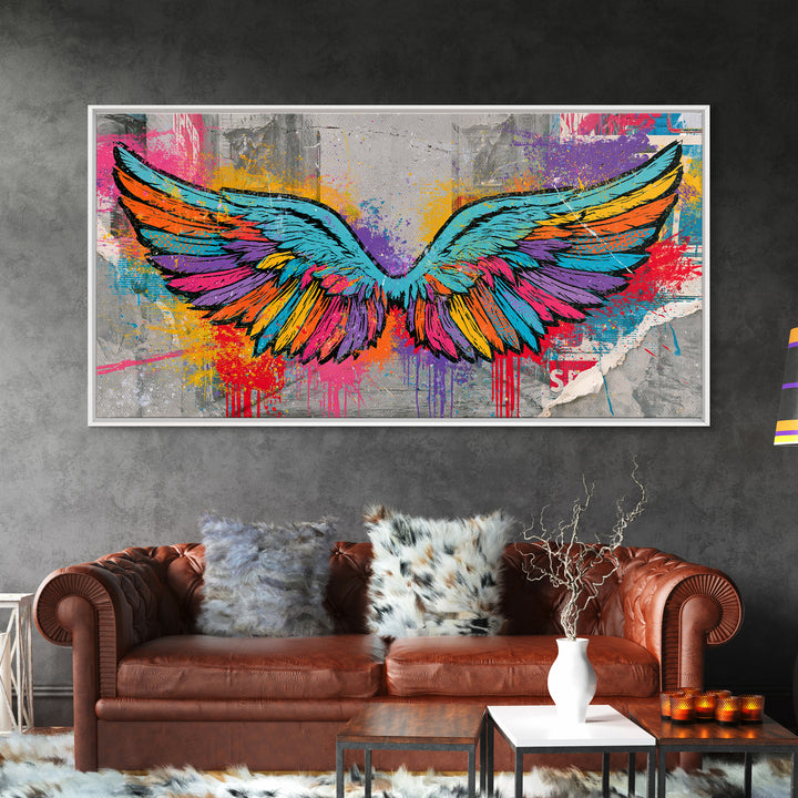 Graffiti Angel Wings Canvas Print, Street Art, Abstract Art, Living Room Decor, Fine Art, Urban, Anime Art, Original Artwork, STR-2x1-73