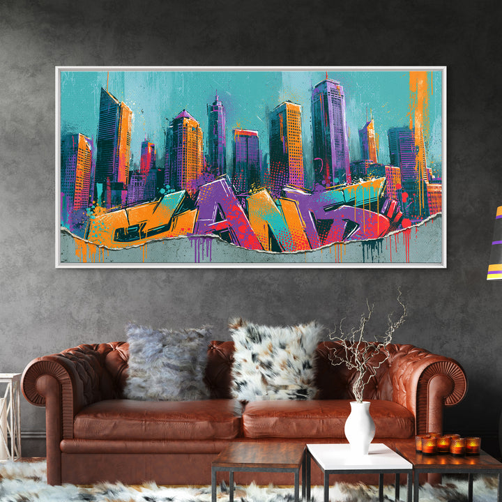 Urban Skyline Made from Stencil Layers Canvas Print, Street Art, Living Room Decor, Abstract Art, Urban, Abstract Painting, STR-2x1-82