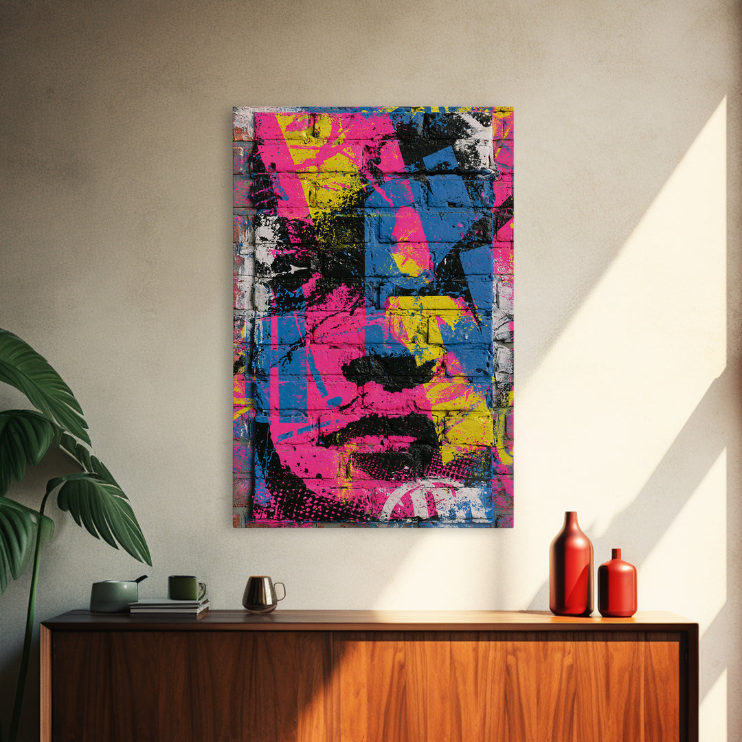 Brick Wall Texture Framed Canvas Print, Street Art, Large Wall Art, Living Room Decor, Abstract Art, Urban, Canvas Painting, STR-2x3-60