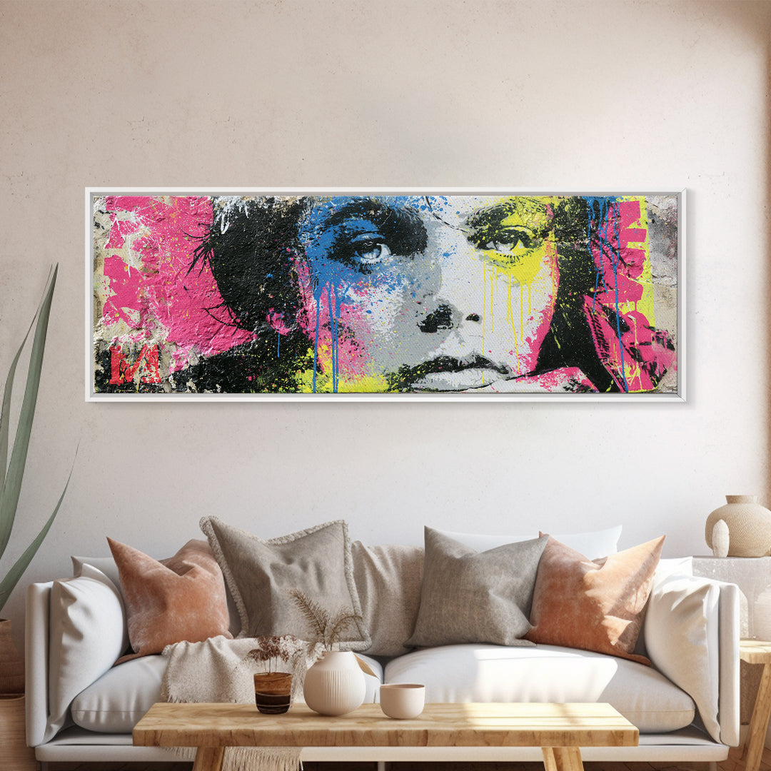 Bold Stencil Portrait Canvas Print, Street Art, Graffiti Art, Living Room Decor, Fine Art, Urban, Minimalist Decor, Wall Art, STR-3x1-41