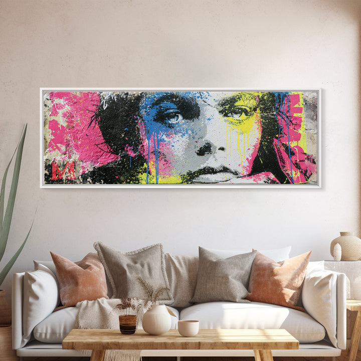 Bold Stencil Portrait Canvas Print, Street Art, Graffiti Art, Living Room Decor, Fine Art, Urban, Minimalist Decor, Wall Art, STR-3x1-41