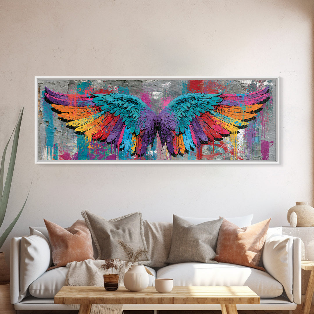 Graffiti Angel Wings Canvas Print, Street Art, Abstract, Living Room Decor, Fine Art, Urban, Luxury Decor, Art Print, STR-3x1-45