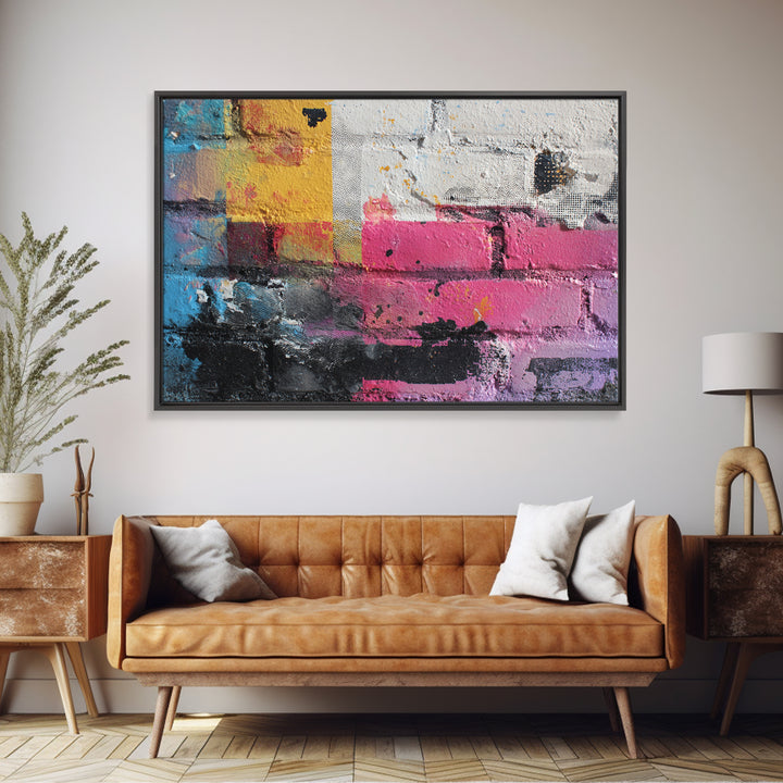 Brick Wall Texture Canvas Print, Street Art, Original Artwork, Living Room Decor, Fine Art, Urban, Textured Painting, STR-3x2-32