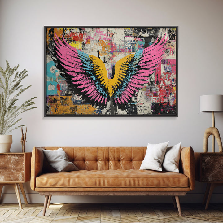 Graffiti Angel Wings Canvas Print, Street Art, Contemporary Art, Living Room Decor, Fine Art, Urban, Textured Painting, STR-3x2-57