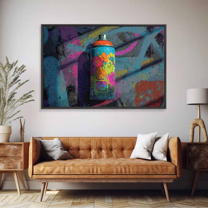 Spray Can Bouquet Canvas Print, Street Art, Living Room Decor, Watercolor Art, Urban, Bar Art, Canvas Painting, STR-3x2-67