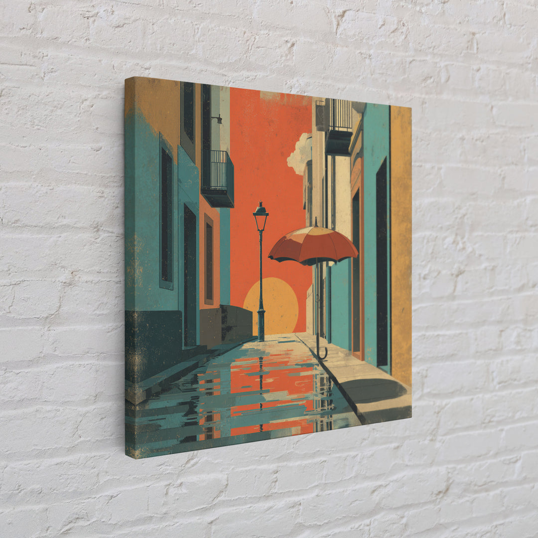 London Rainy Street Umbrella Graphic Canvas Print, Travel Poster(2), Colorful Wall Art, Living Room Decor, Fine Art, Voyage, TPO-1x1-10