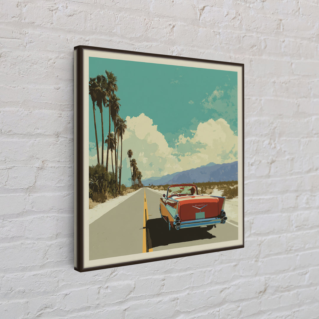 Route 66 Desert Road Framed Canvas Print, Travel Poster(2), Downloadable Prints, Living Room Decor, Watercolor Art, Voyage, TPO-1x1-39