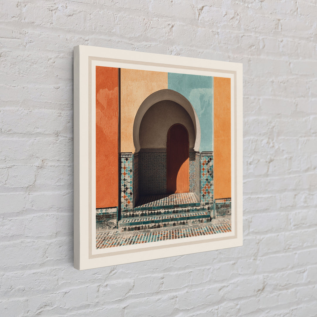 Marrakesh Arch and Tile Pattern Poster Framed Canvas Print, Travel Poster(2), Gallery Decor, Living Room Decor, Voyage, TPO-1x1-41